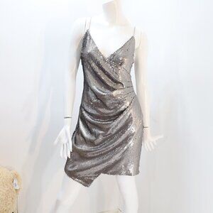 Sugarlips Grey Sequin Wrap dress Size Medium